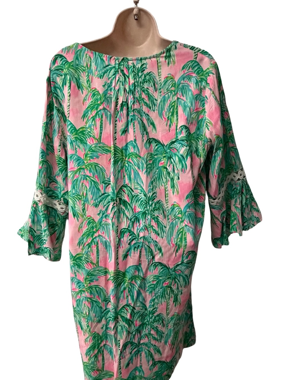 Lilly Pulitzer Hollie Tunic Dress Palm Trees Pink Blossom Large - Picture 5 of 11